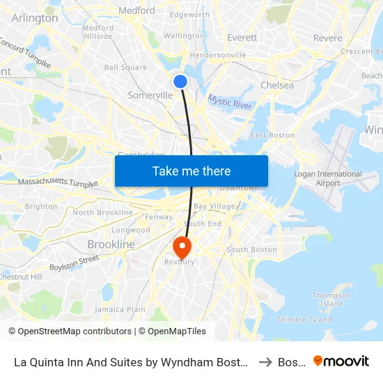 La Quinta Inn And Suites by Wyndham Boston Somerville to Boston map