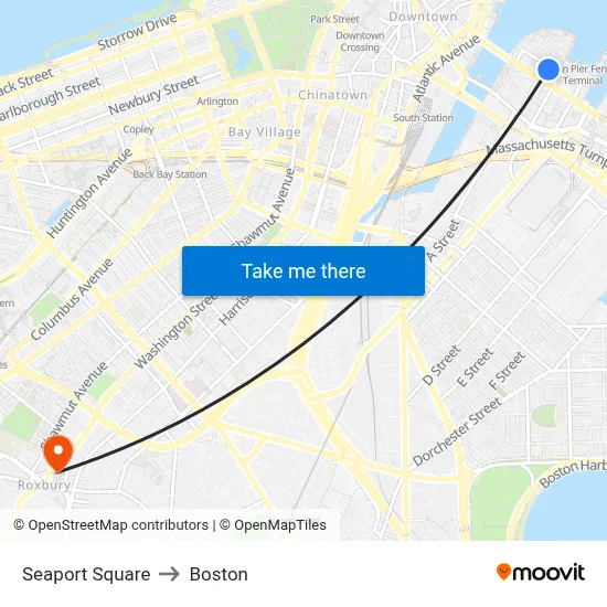 Seaport Square to Boston map