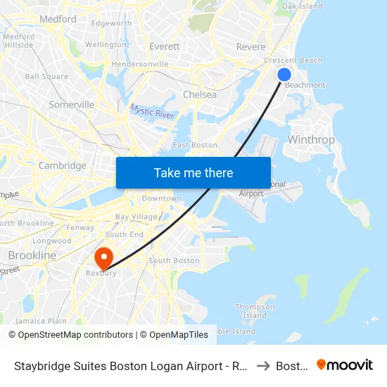 Staybridge Suites Boston Logan Airport - Revere to Boston map