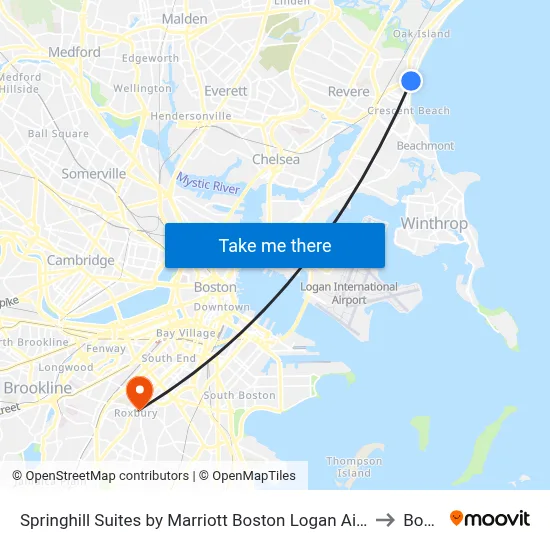 Springhill Suites by Marriott Boston Logan Airport Revere Beach to Boston map