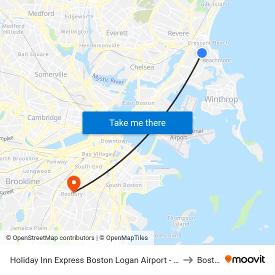 Holiday Inn Express Boston Logan Airport - Revere to Boston map
