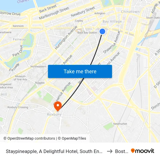 Staypineapple, A Delightful Hotel, South End, Boston to Boston map