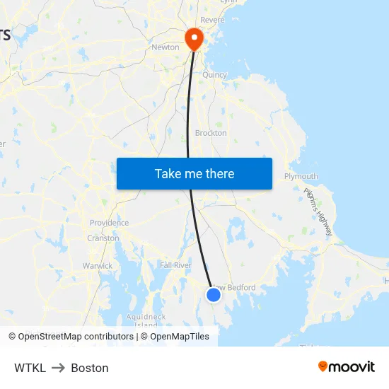 WTKL to Boston map