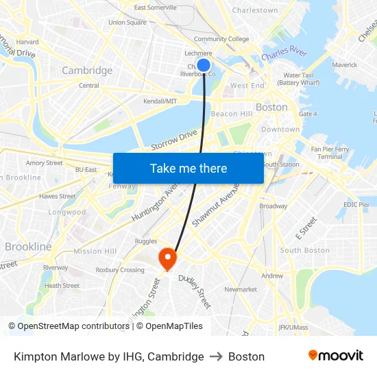 Kimpton Marlowe by IHG, Cambridge to Boston map