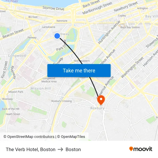 The Verb Hotel, Boston to Boston map