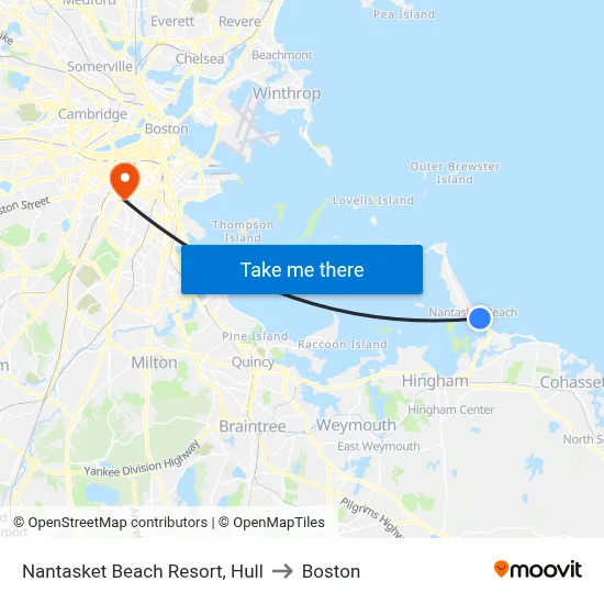 Nantasket Beach Resort, Hull to Boston map