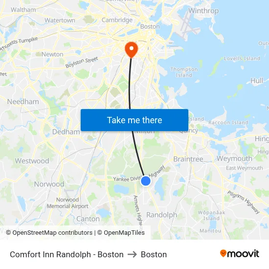 Comfort Inn Randolph - Boston to Boston map