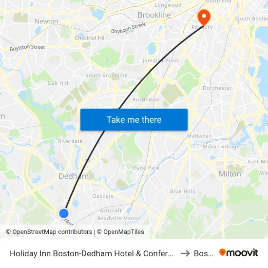 Holiday Inn Boston-Dedham Hotel & Conference Center to Boston map