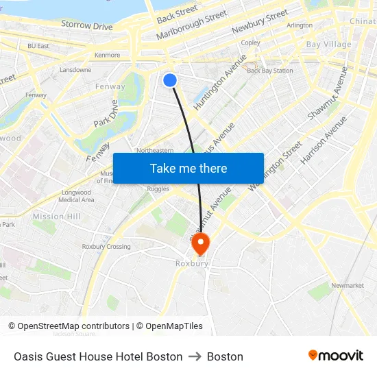 Oasis Guest House Hotel Boston to Boston map