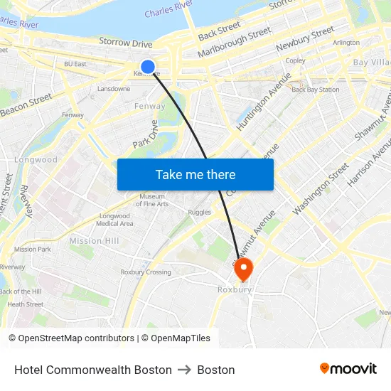 Hotel Commonwealth Boston to Boston map
