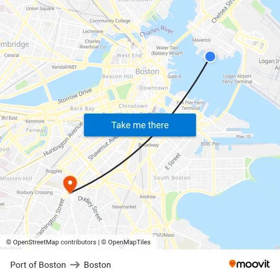 Port of Boston to Boston map