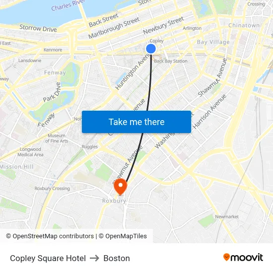 Copley Square Hotel to Boston map