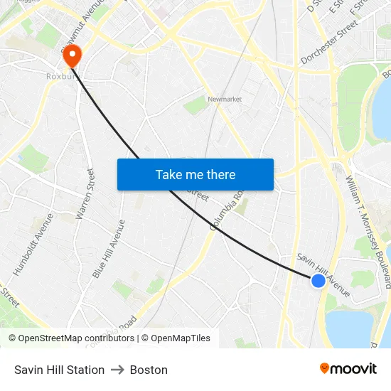 Savin Hill Station to Boston map