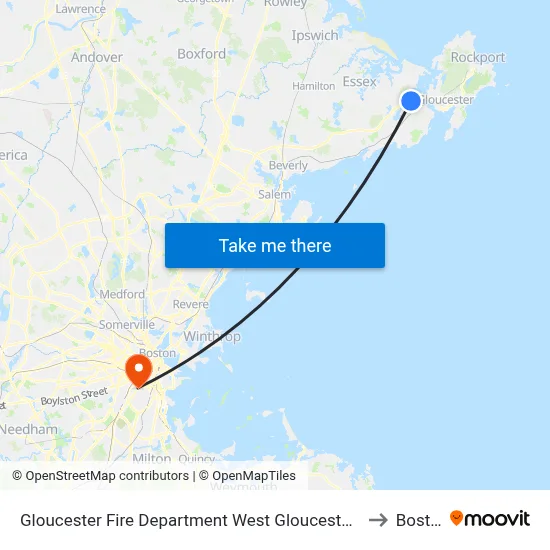 Gloucester Fire Department West Gloucester Station to Boston map