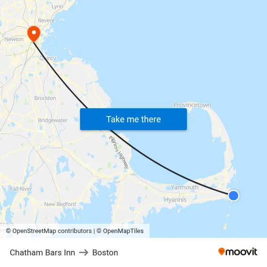Chatham Bars Inn to Boston map