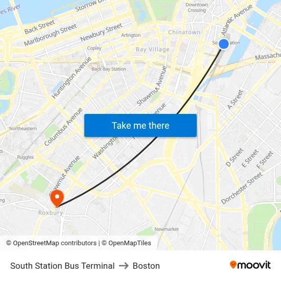 South Station Bus Terminal to Boston map