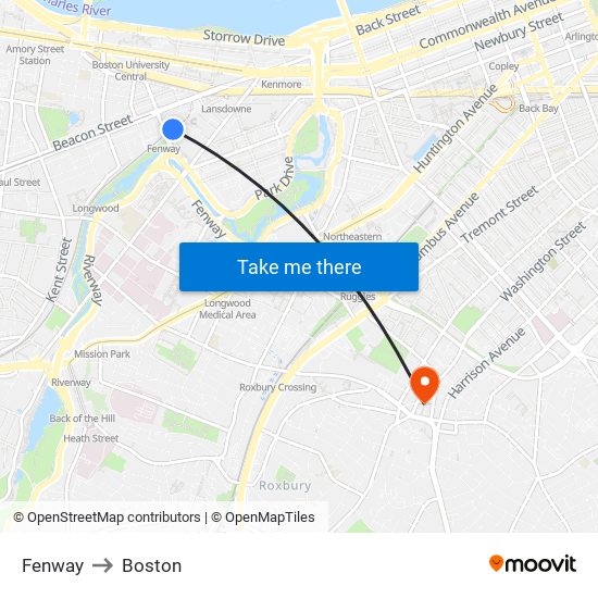 Fenway to Boston map