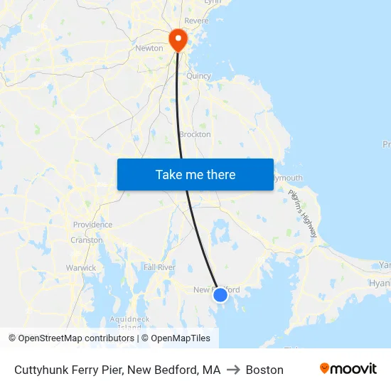 Cuttyhunk Ferry Pier, New Bedford, MA to Boston map