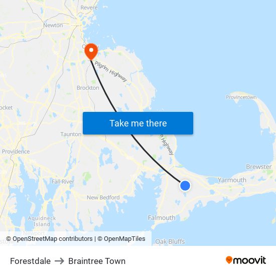 Forestdale to Braintree Town map