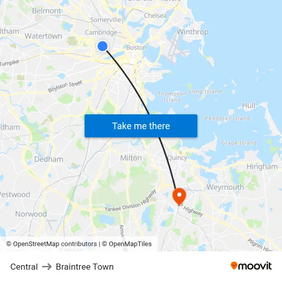 Central to Braintree Town map
