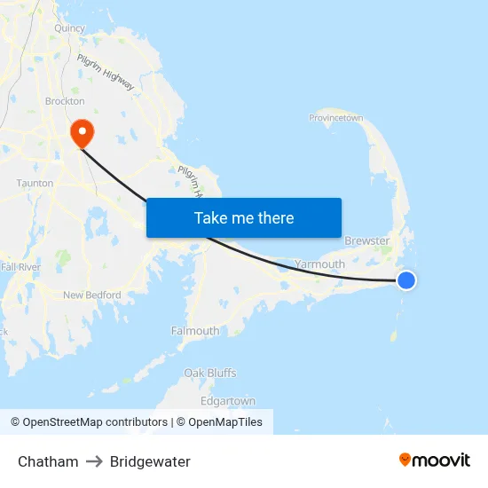 Chatham to Bridgewater map
