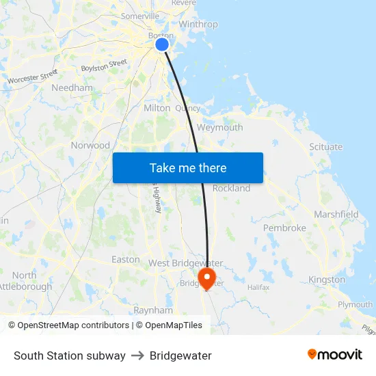 South Station subway to Bridgewater map