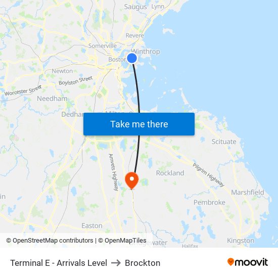 Terminal E - Arrivals Level to Brockton map