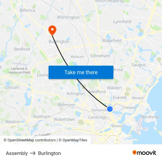 Assembly to Burlington map