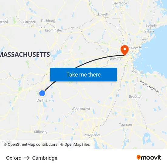 Oxford to Cambridge map