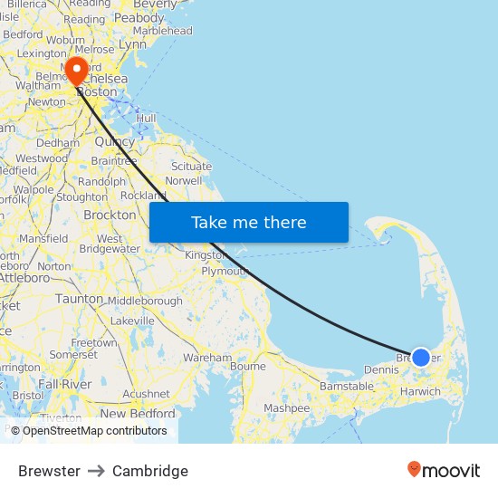 Brewster to Cambridge map