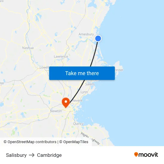 Salisbury to Cambridge map