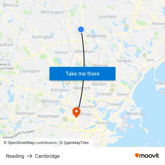 Reading to Cambridge map