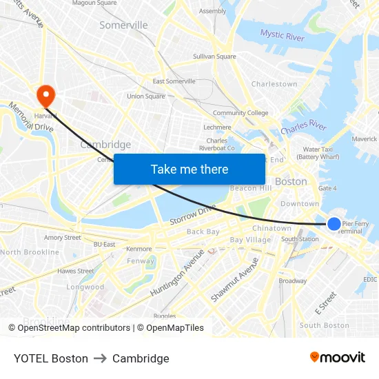 YOTEL Boston to Cambridge map