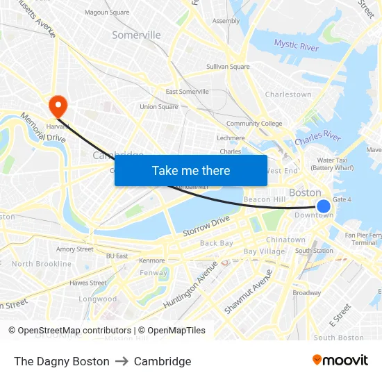 The Dagny Boston to Cambridge map