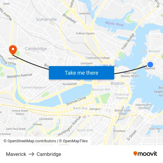 Maverick to Cambridge map