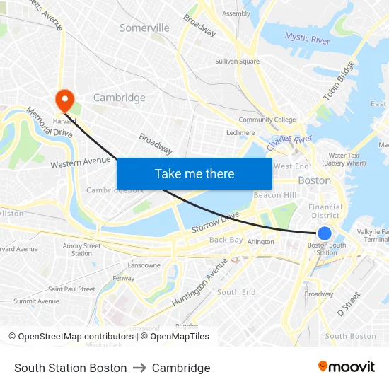 South Station Boston to Cambridge map