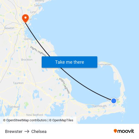 Brewster to Chelsea map