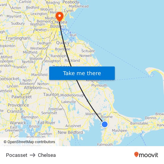 Pocasset to Chelsea map