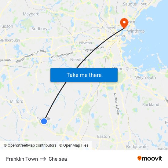 Franklin Town to Chelsea map