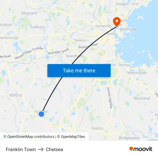 Franklin Town to Chelsea map