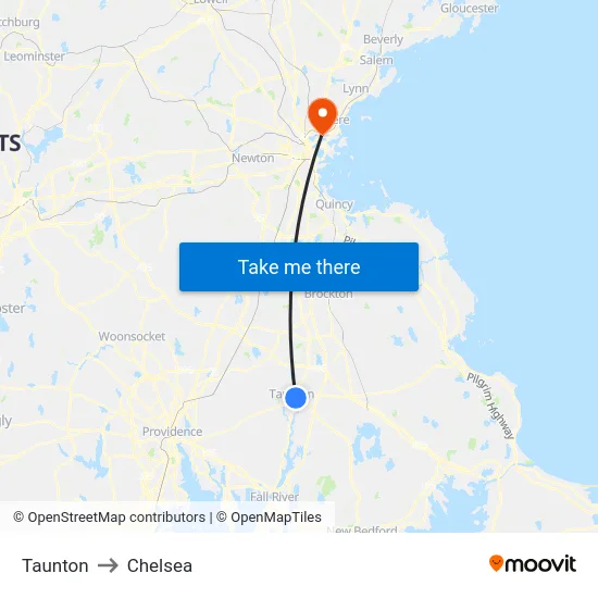 Taunton to Chelsea map