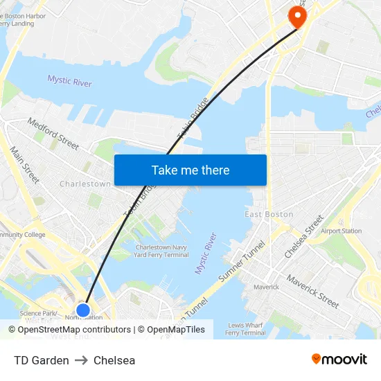 TD Garden to Chelsea map