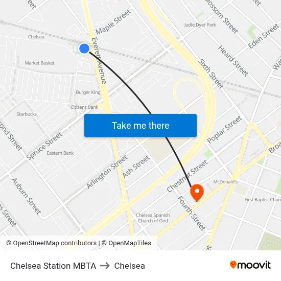 Chelsea Station MBTA to Chelsea map