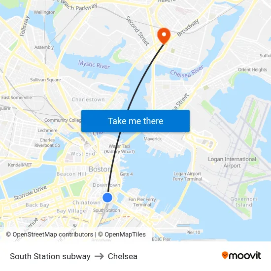 South Station subway to Chelsea map