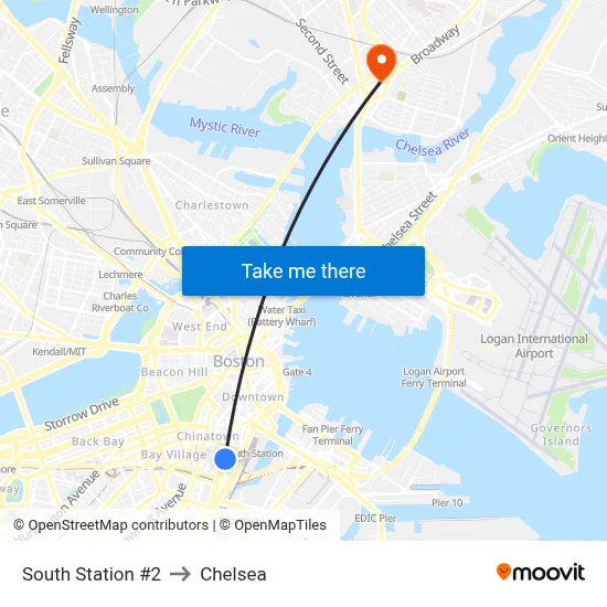 South Station #2 to Chelsea map