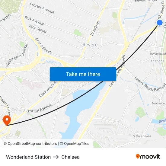 Wonderland Station to Chelsea map