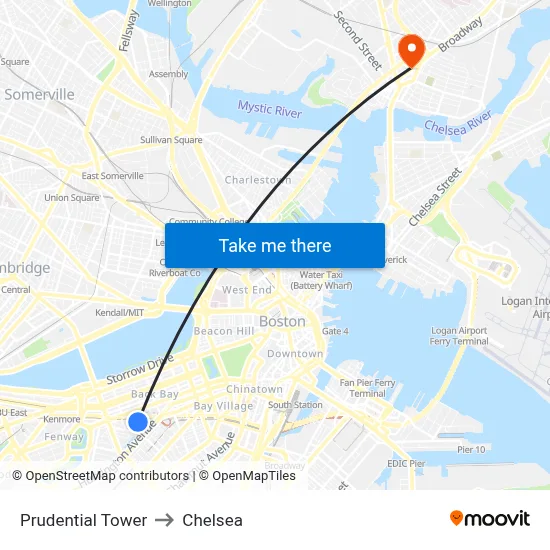 Prudential Tower to Chelsea map