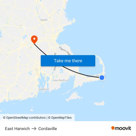 East Harwich to Cordaville map