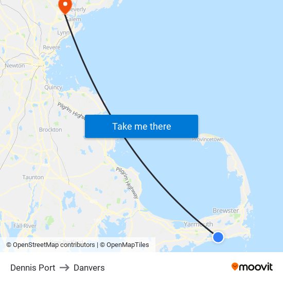 Dennis Port to Danvers map