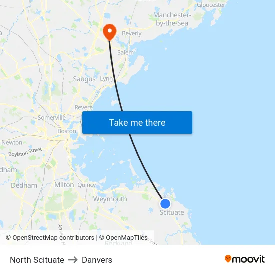 North Scituate to Danvers map
